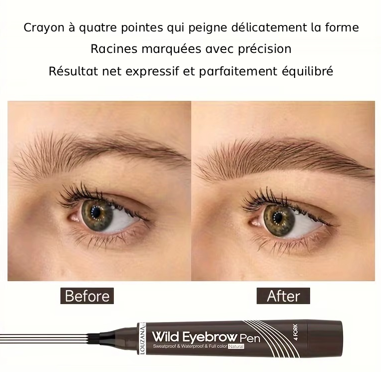 Crayon à sourcils - 4 pointes fendues - waterproof